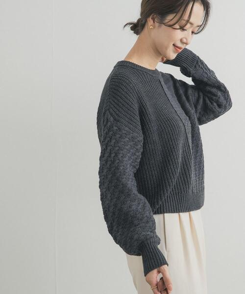 【NEW】アーバンリサーチ ドアーズ（URBAN RESEARCH DOORS）/パッチワーク柄袖ボリュームニット セール】パッチワーク柄袖ボリュームニット（ニット/セーター）｜URBAN