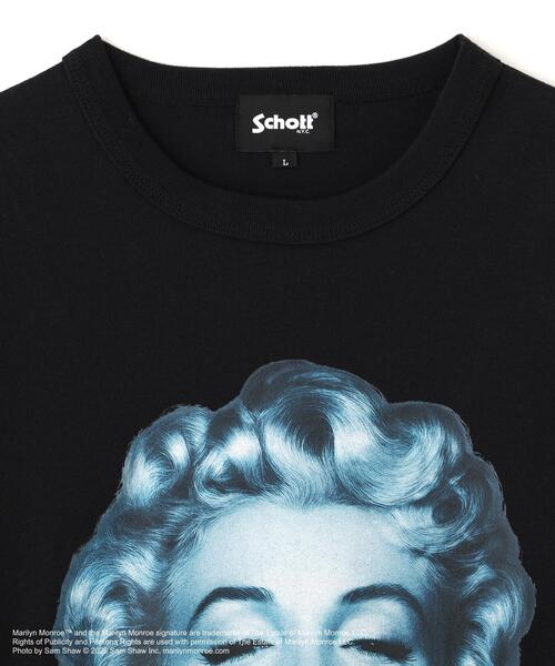 Schott(ショット)の「Schott/ショット/MARILYN MONROE MONOCHROME T-SHIRT/マリリンモンロー モノクローム Tシャツ(Tシャツ/カットソー・メンズ・ブラック/ホワイト・2XL/L/M/XL)」の9枚目の写真