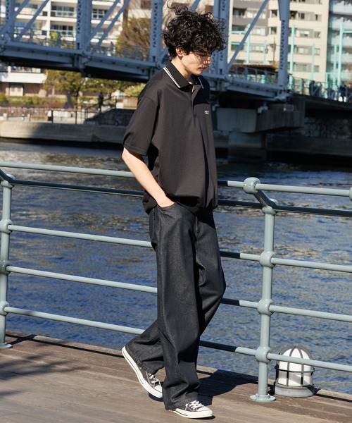 CONVERSE(コンバース)の「CONVERSE JACK PURCELL/コンバース ジャックパーセル バックメッシュ ロゴプリント ラインデザイン ポロシャツ(ポロシャツ・メンズ・ネイビー/チャコール/オフホワイト・L/M)」の12枚目の写真