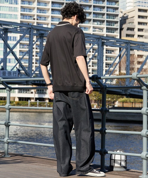 CONVERSE(コンバース)の「CONVERSE JACK PURCELL/コンバース ジャックパーセル バックメッシュ ロゴプリント ラインデザイン ポロシャツ(ポロシャツ・メンズ・ネイビー/チャコール/オフホワイト・L/M)」の13枚目の写真