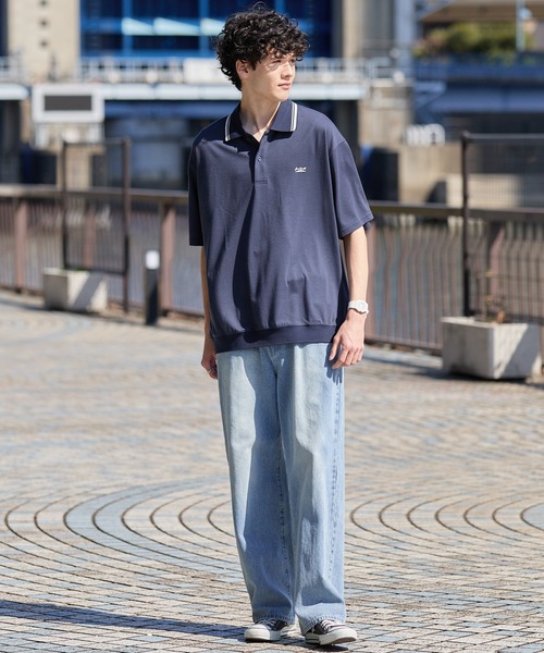 CONVERSE(コンバース)の「CONVERSE JACK PURCELL/コンバース ジャックパーセル バックメッシュ ロゴプリント ラインデザイン ポロシャツ(ポロシャツ・メンズ・ネイビー/チャコール/オフホワイト・L/M)」の18枚目の写真