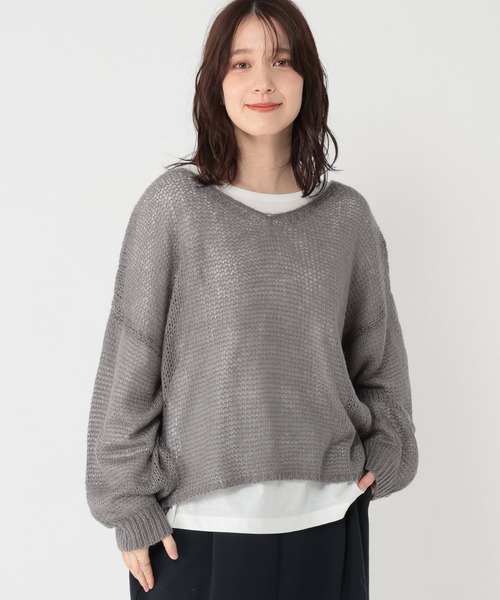 studio CLIP（スタディオクリップ）の「5ゲージダブルフロントモヘアタッチプルオーバー＋カットソーSET（ニット/セーター・レディース・スモーク/アイボリー/ピンク・FREE）」の4枚目の写真