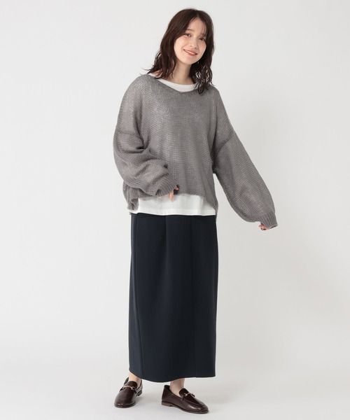 studio CLIP（スタディオクリップ）の「5ゲージダブルフロントモヘアタッチプルオーバー＋カットソーSET（ニット/セーター・レディース・スモーク/アイボリー/ピンク・FREE）」の7枚目の写真