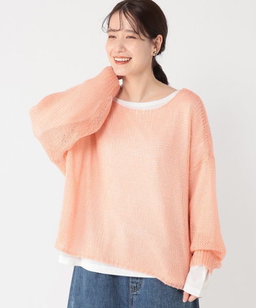 studio CLIP（スタディオクリップ）の「5ゲージダブルフロントモヘアタッチプルオーバー＋カットソーSET（ニット/セーター・レディース・スモーク/アイボリー/ピンク・FREE）」の8枚目の写真