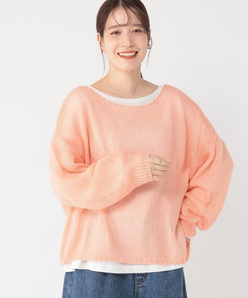 studio CLIP（スタディオクリップ）の「5ゲージダブルフロントモヘアタッチプルオーバー＋カットソーSET（ニット/セーター・レディース・スモーク/アイボリー/ピンク・FREE）」の9枚目の写真