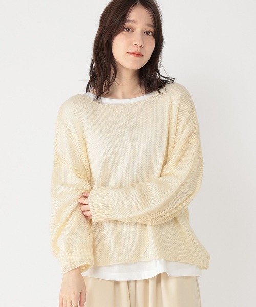 studio CLIP（スタディオクリップ）の「5ゲージダブルフロントモヘアタッチプルオーバー＋カットソーSET（ニット/セーター・レディース・スモーク/アイボリー/ピンク・FREE）」の13枚目の写真