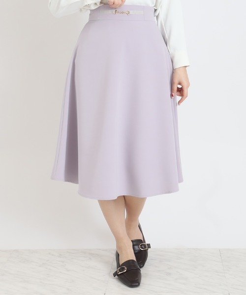 TRUDEA(トルディア)の「ダブルクロスビット付きフレアスカート(スカート・レディース・モカ/ベージュ/ネイビー/ラベンダー・SMALL/MEDIUM/LARGE)」の1枚目の写真