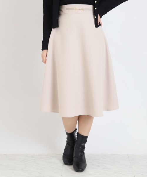 TRUDEA(トルディア)の「ダブルクロスビット付きフレアスカート(スカート・レディース・モカ/ベージュ/ネイビー/ラベンダー・SMALL/MEDIUM/LARGE)」の3枚目の写真