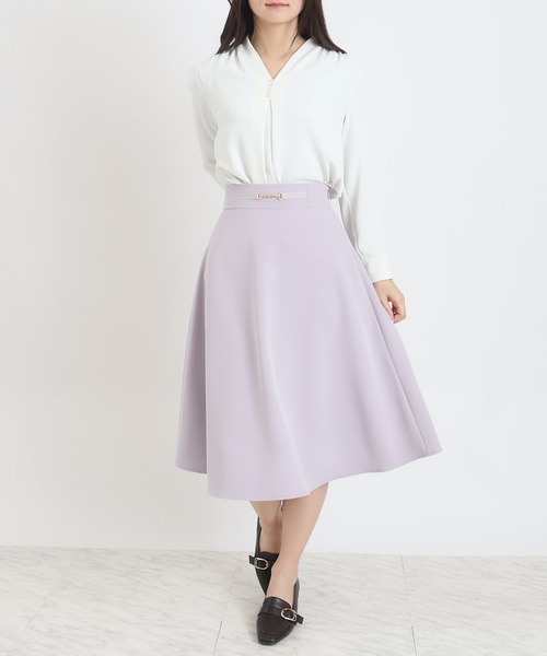 TRUDEA(トルディア)の「ダブルクロスビット付きフレアスカート(スカート・レディース・モカ/ベージュ/ネイビー/ラベンダー・SMALL/MEDIUM/LARGE)」の9枚目の写真