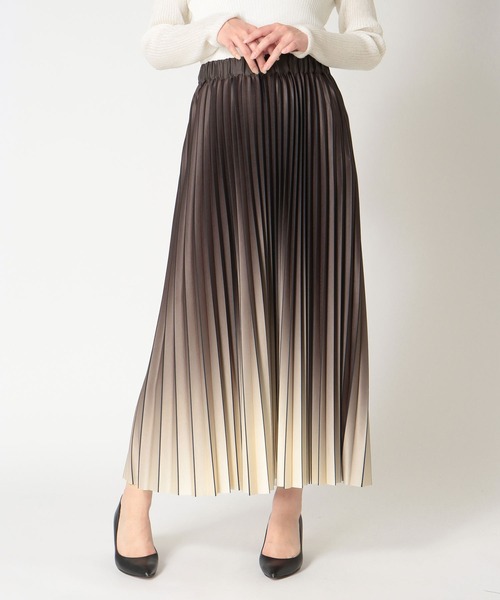 Jines（ジネス）の「ニットプリーツスカート（スカート・レディース・ブラウン/ブラック・38）」の2枚目の写真