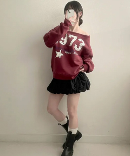 VIVID LADY(ビビッドレディー)の「【裏起毛】 オフショル ボートネック 2WAY スウェットトップス(スウェット・レディース・ワイン/ブラック/アイボリー/グレー・FREE)」の22枚目の写真