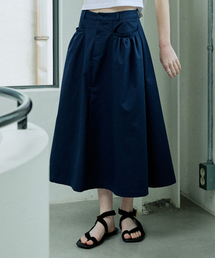 COMBSTUDIO（コムスタジオ）の「CO POCKET SHIRRING COTTON SKIRT_NAVY（スカート）」