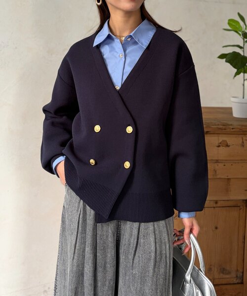 Chez toi（シェトワ）の「ニットテーラーカーディガン（カーディガン/ボレロ・レディース・グレー/アイボリー/ネイビー・FREE）」の3枚目の写真