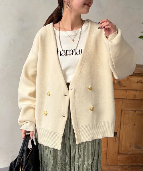 Chez toi（シェトワ）の「ニットテーラーカーディガン（カーディガン/ボレロ・レディース・グレー/アイボリー/ネイビー・FREE）」の7枚目の写真