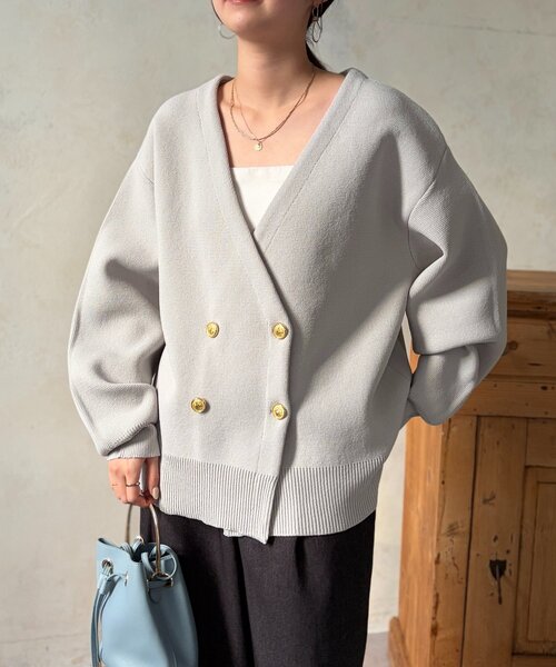 Chez toi（シェトワ）の「ニットテーラーカーディガン（カーディガン/ボレロ・レディース・グレー/アイボリー/ネイビー・FREE）」の20枚目の写真