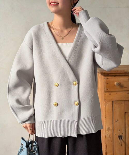 Chez toi（シェトワ）の「ニットテーラーカーディガン（カーディガン/ボレロ・レディース・グレー/アイボリー/ネイビー・FREE）」の21枚目の写真