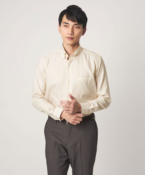 green label relaxing（グリーンレーベルリラクシング）の「エブリット コットンオックス ストライプ スナップ ボタンダウン シャツ -イージーアイロン-（ビジネスシャツ・メンズ・ライトブルー/ベージュ・XL/M/L/S）」の5枚目の写真