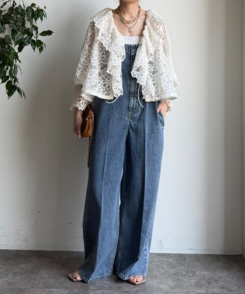 DouDou（ドゥドゥ）の「レースボレロシャツ（シャツ/ブラウス・レディース・ブラック/オフホワイト・FREE）」の3枚目の写真