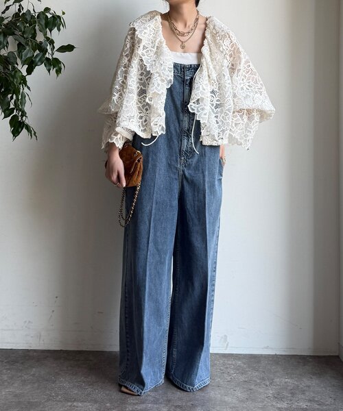 DouDou（ドゥドゥ）の「レースボレロシャツ（シャツ/ブラウス・レディース・ブラック/オフホワイト・FREE）」の4枚目の写真