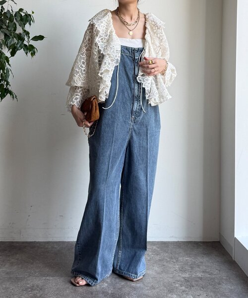 DouDou（ドゥドゥ）の「レースボレロシャツ（シャツ/ブラウス・レディース・ブラック/オフホワイト・FREE）」の6枚目の写真