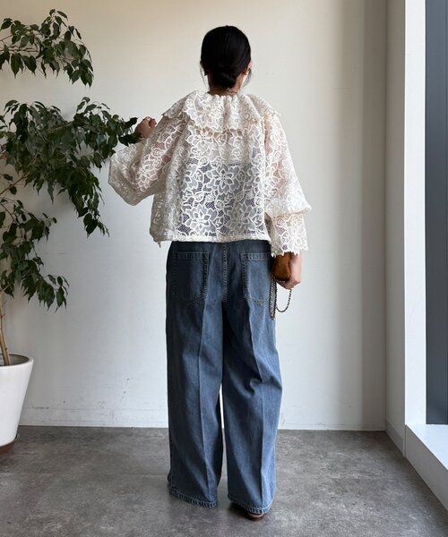 DouDou（ドゥドゥ）の「レースボレロシャツ（シャツ/ブラウス・レディース・ブラック/オフホワイト・FREE）」の7枚目の写真