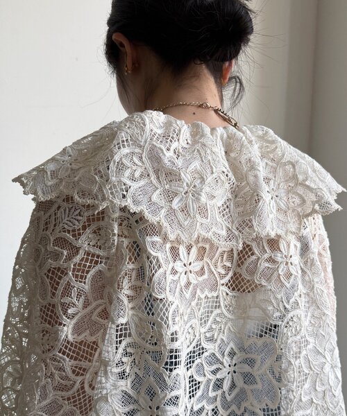 DouDou（ドゥドゥ）の「レースボレロシャツ（シャツ/ブラウス・レディース・ブラック/オフホワイト・FREE）」の20枚目の写真