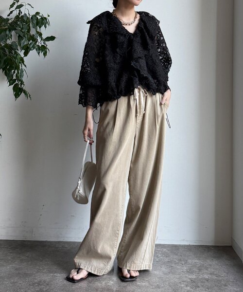 DouDou（ドゥドゥ）の「レースボレロシャツ（シャツ/ブラウス・レディース・ブラック/オフホワイト・FREE）」の15枚目の写真