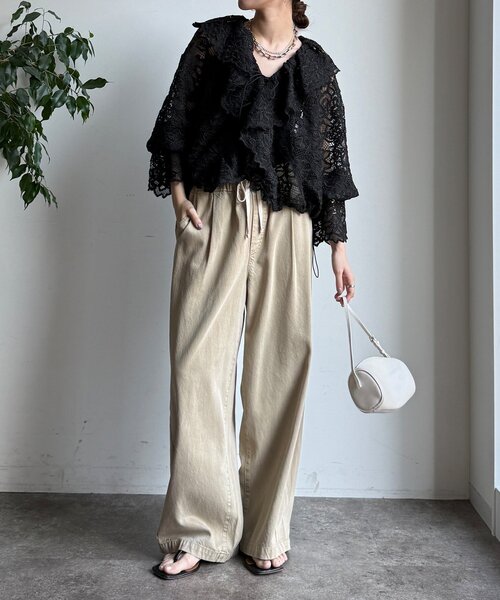 DouDou（ドゥドゥ）の「レースボレロシャツ（シャツ/ブラウス・レディース・ブラック/オフホワイト・FREE）」の16枚目の写真