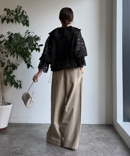 DouDou（ドゥドゥ）の「レースボレロシャツ（シャツ/ブラウス・レディース・ブラック/オフホワイト・FREE）」の17枚目の写真