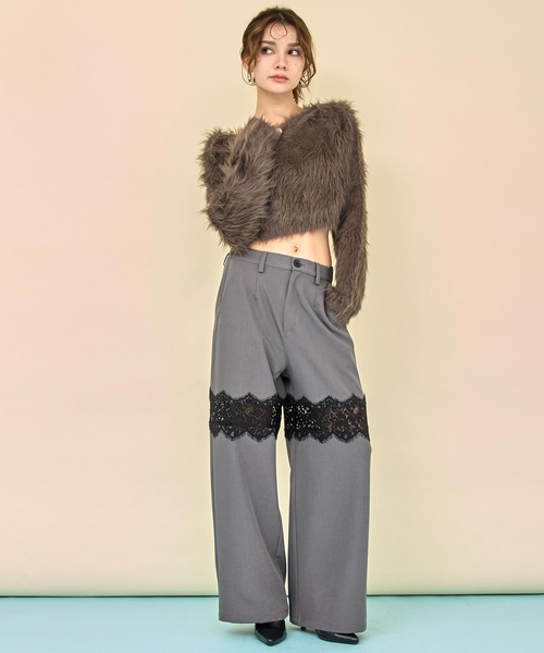 ANAP(アナップ)の「クロップド シャギー ニット トップス(ニット/セーター・レディース・グレイッシュベージュ/ブルーグリーン/ブラウン・F)」の5枚目の写真