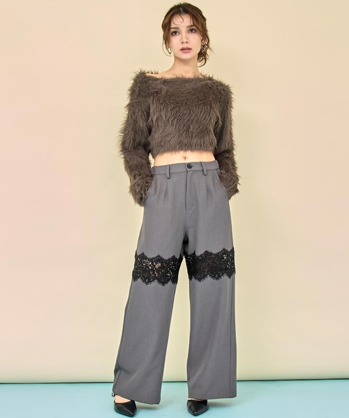 ANAP(アナップ)の「クロップド シャギー ニット トップス(ニット/セーター・レディース・グレイッシュベージュ/ブルーグリーン/ブラウン・F)」の6枚目の写真