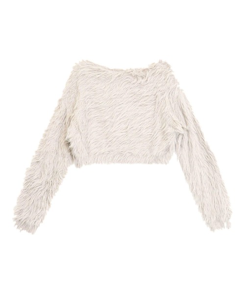 ANAP(アナップ)の「クロップド シャギー ニット トップス(ニット/セーター・レディース・グレイッシュベージュ/ブルーグリーン/ブラウン・F)」の19枚目の写真