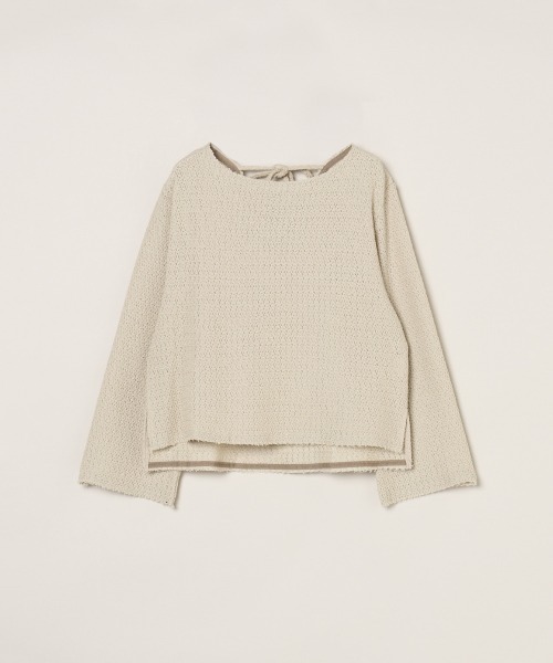 three dots(スリードッツ)の「ラッセル バックリボントップス(その他トップス・レディース・ベージュ/オフホワイト/ブルー系その他/カーキ・SMALL)」の1枚目の写真