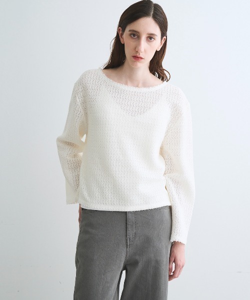 three dots(スリードッツ)の「ラッセル バックリボントップス(その他トップス・レディース・ベージュ/オフホワイト/ブルー系その他/カーキ・SMALL)」の2枚目の写真