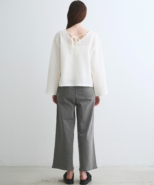 three dots(スリードッツ)の「ラッセル バックリボントップス(その他トップス・レディース・ベージュ/オフホワイト/ブルー系その他/カーキ・SMALL)」の18枚目の写真