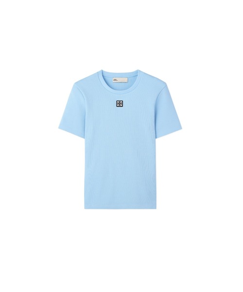 TORY BURCH(トリーバーチ)の「コットン リブ Tシャツ(Tシャツ/カットソー・レディース・ブラック/ホワイト/スカイブルー系・MEDIUM/SMALL)」の1枚目の写真