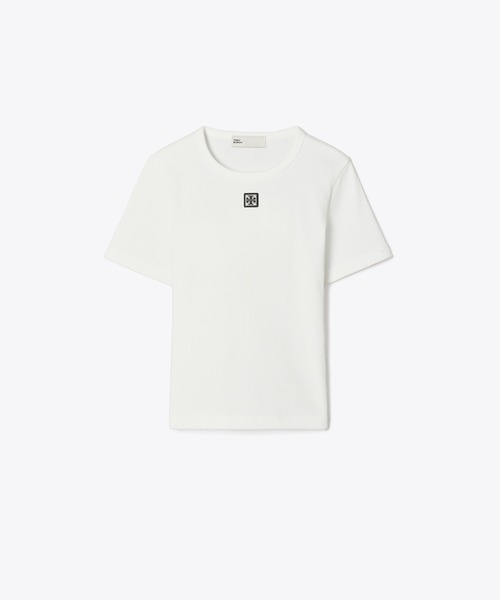TORY BURCH(トリーバーチ)の「コットン リブ Tシャツ(Tシャツ/カットソー・レディース・ブラック/ホワイト/スカイブルー系・MEDIUM/SMALL)」の2枚目の写真