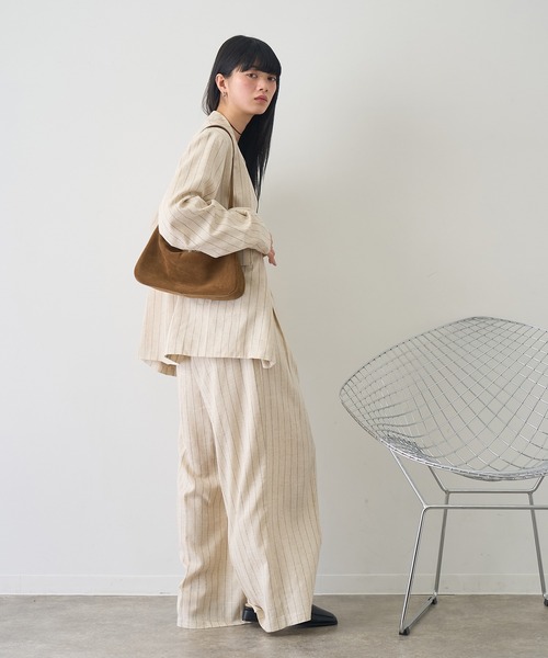 NOGLE（ノグル）の「【NOGLE/ノグル】ストライプリネンパンツ（スラックス・レディース・ブラウン/アイボリー・S/M）」の10枚目の写真