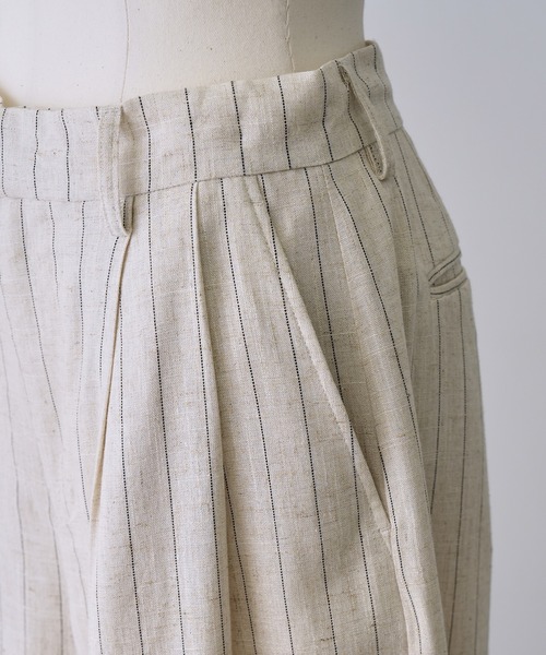 NOGLE（ノグル）の「【NOGLE/ノグル】ストライプリネンパンツ（スラックス・レディース・ブラウン/アイボリー・S/M）」の16枚目の写真