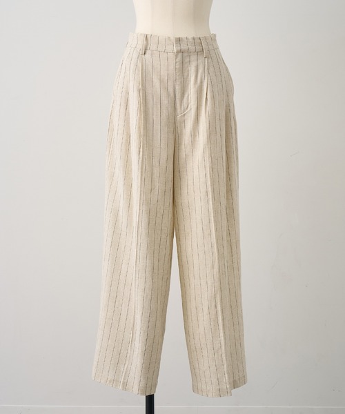 NOGLE（ノグル）の「【NOGLE/ノグル】ストライプリネンパンツ（スラックス・レディース・ブラウン/アイボリー・S/M）」の12枚目の写真