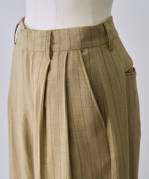 NOGLE（ノグル）の「【NOGLE/ノグル】ストライプリネンパンツ（スラックス・レディース・ブラウン/アイボリー・S/M）」の21枚目の写真