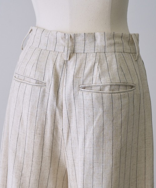 NOGLE（ノグル）の「【NOGLE/ノグル】ストライプリネンパンツ（スラックス・レディース・ブラウン/アイボリー・S/M）」の17枚目の写真