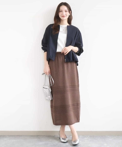 MK MICHEL KLEIN（エムケーミッシェルクラン）の「[洗える]アイレット編みクロシェ風ニットスカート（スカート・レディース・ブラウン/ベージュ・38）」の18枚目の写真