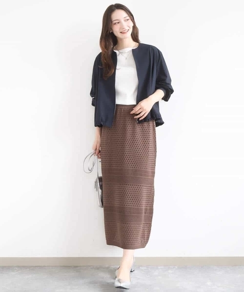 MK MICHEL KLEIN（エムケーミッシェルクラン）の「[洗える]アイレット編みクロシェ風ニットスカート（スカート・レディース・ブラウン/ベージュ・38）」の19枚目の写真
