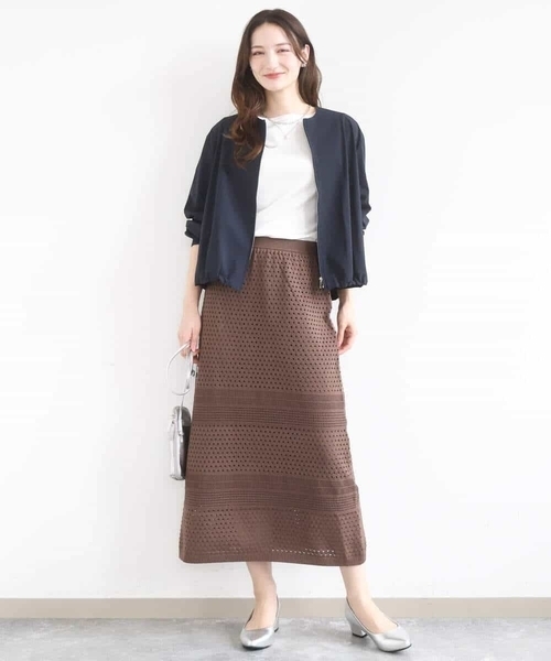 MK MICHEL KLEIN（エムケーミッシェルクラン）の「[洗える]アイレット編みクロシェ風ニットスカート（スカート・レディース・ブラウン/ベージュ・38）」の20枚目の写真