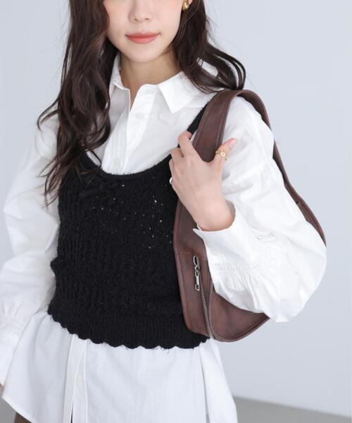 FREE'S MART(フリーズマート)の「◆透かし編みニットタンクトップビスチェ(ニット/セーター・レディース・ブラック/ホワイト/レッド・FREE)」の8枚目の写真