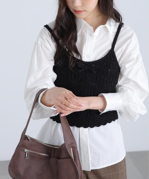 FREE'S MART(フリーズマート)の「◆透かし編みニットタンクトップビスチェ(ニット/セーター・レディース・ブラック/ホワイト/レッド・FREE)」の9枚目の写真