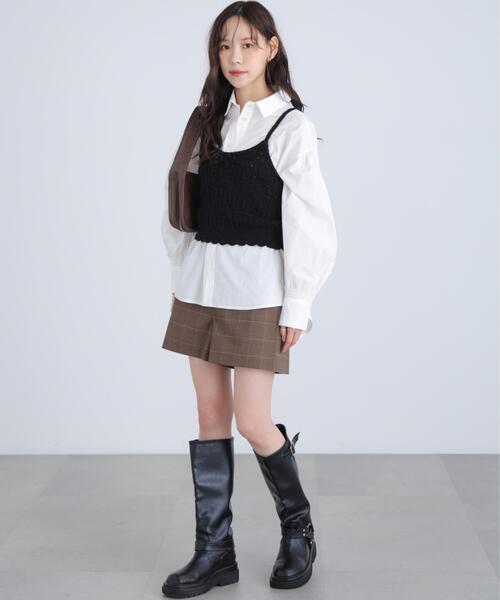 FREE'S MART(フリーズマート)の「◆透かし編みニットタンクトップビスチェ(ニット/セーター・レディース・ブラック/ホワイト/レッド・FREE)」の11枚目の写真