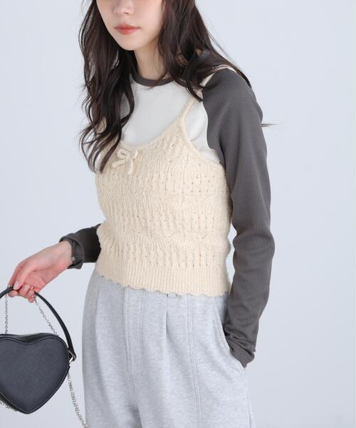 FREE'S MART(フリーズマート)の「◆透かし編みニットタンクトップビスチェ(ニット/セーター・レディース・ブラック/ホワイト/レッド・FREE)」の17枚目の写真