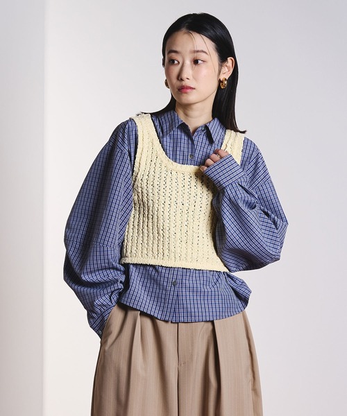 ROSE BUD（ローズバッド）の「ASSORTED VOLUME SLEEVE SHIRT（シャツ/ブラウス・レディース・ブルー/ネイビー・ONE SIZE）」の4枚目の写真